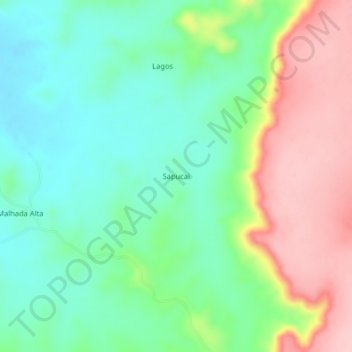 Carte topographique Sapucai, altitude, relief