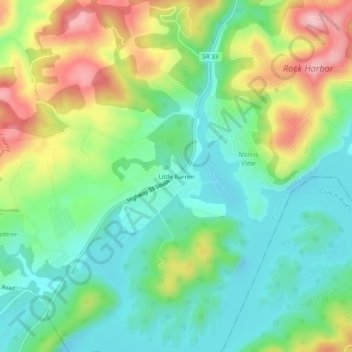 Carte topographique Little Barren, altitude, relief
