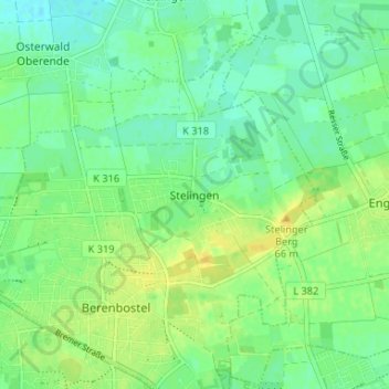 Carte topographique Stelingen, altitude, relief