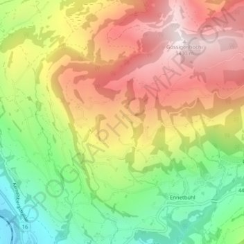 Carte topographique Feissenmoos, altitude, relief
