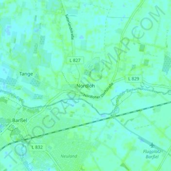 Carte topographique Nordloh, altitude, relief
