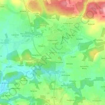 Carte topographique Kerspern, altitude, relief