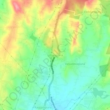 Carte topographique Udayapura, altitude, relief