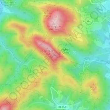 Carte topographique Apario, altitude, relief