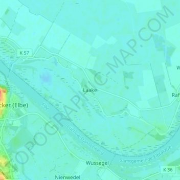 Carte topographique Laake, altitude, relief