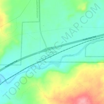 Carte topographique Chambers, altitude, relief