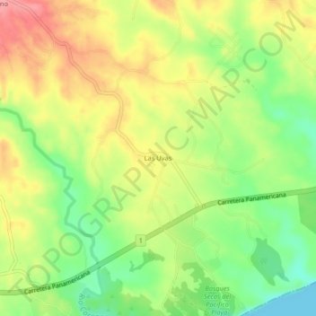 Carte topographique Las Uvas, altitude, relief