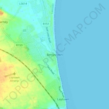 Carte topographique Bettystown, altitude, relief