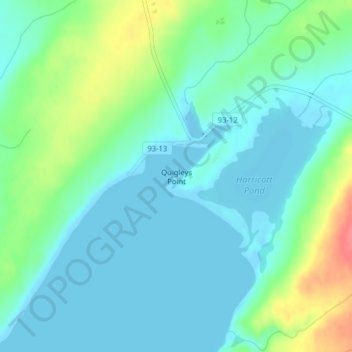 Carte topographique Quigleys Point, altitude, relief