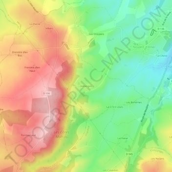 Carte topographique Valtanges, altitude, relief