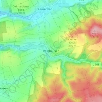 Carte topographique Reinhausen, altitude, relief
