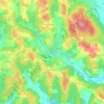 Carte topographique Pischelsdorf, altitude, relief