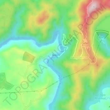 Carte topographique San Mateo, altitude, relief