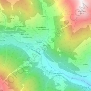 Carte topographique Cerisey, altitude, relief