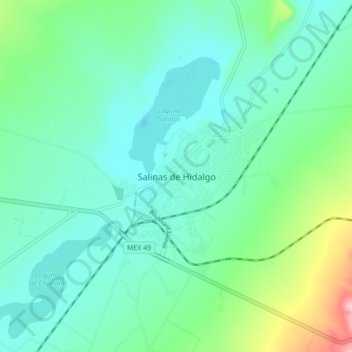 Carte topographique Salinas de Hidalgo, altitude, relief