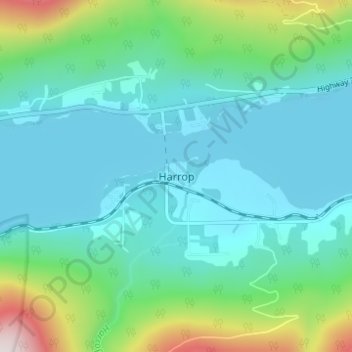 Carte topographique Harrop, altitude, relief