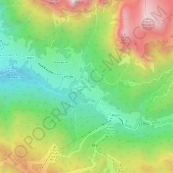 Carte topographique Santa Fosca, altitude, relief