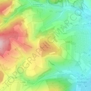 Carte topographique Ballenberg, altitude, relief
