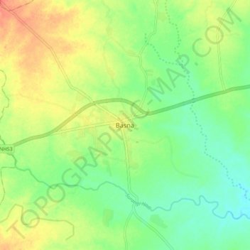 Carte topographique Basna, altitude, relief