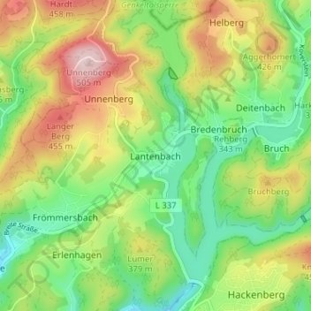 Carte topographique Lantenbach, altitude, relief