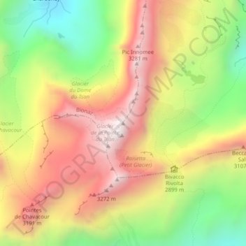 Carte topographique Dome du Tsan - Nord, altitude, relief