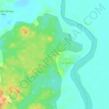 Carte topographique El Guamo, altitude, relief