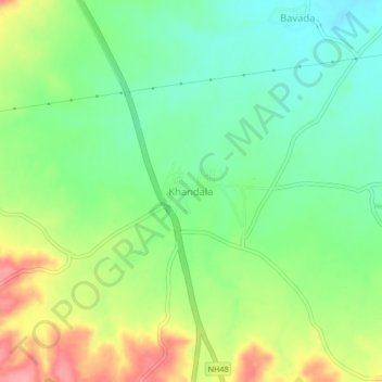 Carte topographique Khandala, altitude, relief