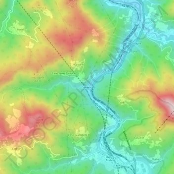 Carte topographique Creverina, altitude, relief