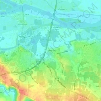 Carte topographique La Claie Brunette, altitude, relief