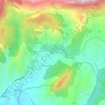 Carte topographique Rasse, altitude, relief