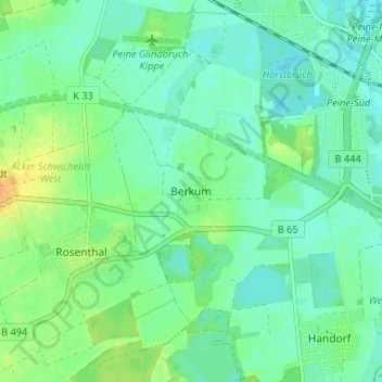 Carte topographique Berkum, altitude, relief
