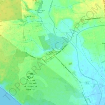 Carte topographique Acciarella, altitude, relief
