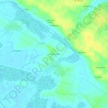 Carte topographique La Pierre Levée, altitude, relief