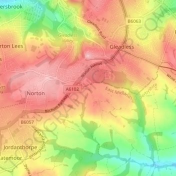 Carte topographique Lightwood, altitude, relief