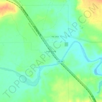 Carte topographique Justiceburg, altitude, relief