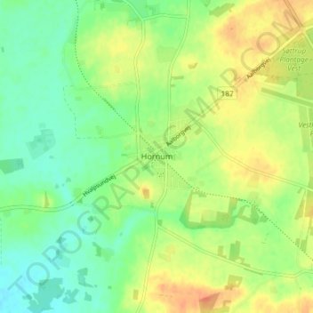 Carte topographique Hornum, altitude, relief