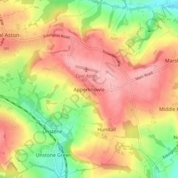 Carte topographique Apperknowle, altitude, relief