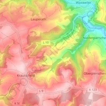 Carte topographique Bellscheid, altitude, relief