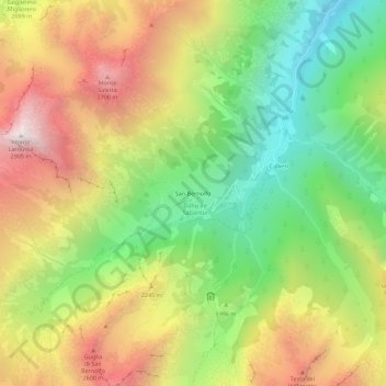 Carte topographique San Bernolfo, altitude, relief