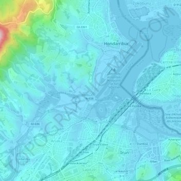 Carte topographique Amute-Kosta, altitude, relief