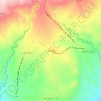 Carte topographique Silangit, altitude, relief