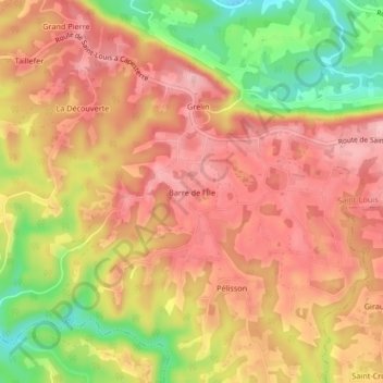Carte topographique Barre de l'Île, altitude, relief
