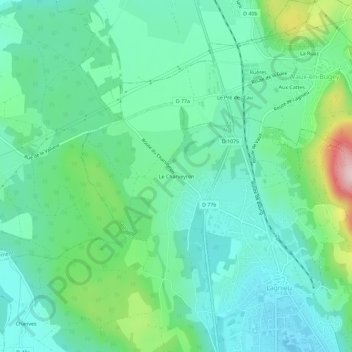 Carte topographique Le Charveyron, altitude, relief