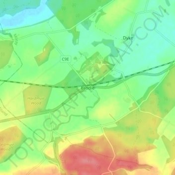 Carte topographique Brodie, altitude, relief