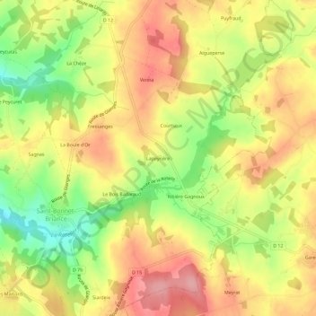 Carte topographique Lapeyrière, altitude, relief