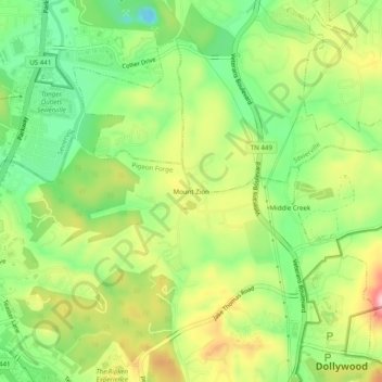 Carte topographique Mount Zion, altitude, relief