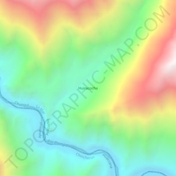 Carte topographique Huiracocha, altitude, relief