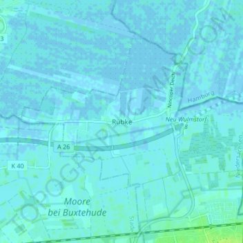 Carte topographique Rübke, altitude, relief