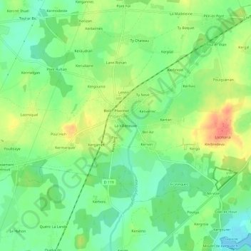 Carte topographique La Villeneuve, altitude, relief