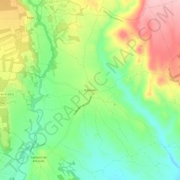 Carte topographique Arbaniés, altitude, relief